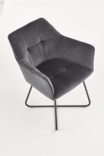 Jedilni stol K373 je dobavljiv v sivi barvi. Noge stola so iz kovine prašno barvane. Dimenzija: - Š:60/G:62/V:81 cm, Material: - tkanina - kovina