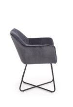 Jedilni stol K373 je dobavljiv v sivi barvi. Noge stola so iz kovine prašno barvane. Dimenzija: - Š:60/G:62/V:81 cm, Material: - tkanina - kovina