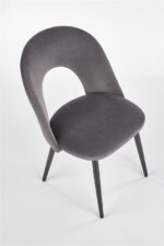 Jedilni stol K384 črn je dobavljiv v črni barvi in sivi tkanini. Noge stola so iz jekla s prašnim premazom. Dimenzija: - Š:54/G:57/V:84 cm, Material: -