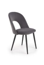 Jedilni stol K384 črn je dobavljiv v črni barvi in sivi tkanini. Noge stola so iz jekla s prašnim premazom. Dimenzija: - Š:54/G:57/V:84 cm, Material: -
