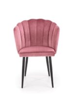 Jedilni stol K386 je dobavljiv v roza barvi. Noge stola so iz kovine prašno barvane. Dimenzija: - Š:60/G:58/V:84 cm, Material: - tkanina - kovina