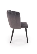 Jedilni stol K386 je dobavljiv v sivi barvi. Noge stola so iz kovine prašno barvane. Dimenzija: - Š:60/G:58/V:84 cm, Material: - tkanina - kovina