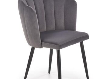 Jedilni stol K386 je dobavljiv v sivi barvi. Noge stola so iz kovine prašno barvane. Dimenzija: - Š:60/G:58/V:84 cm, Material: - tkanina - kovina