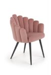 Jedilni stol K410 je dobavljiv v roza barvi. Noge stola so iz kovine prašno barvane. Dimenzija: - Š:65/G:62/V:85 cm, Material: - tkanina - kovina