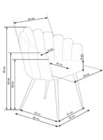 Jedilni stol K410 je dobavljiv v roza barvi. Noge stola so iz kovine prašno barvane. Dimenzija: - Š:65/G:62/V:85 cm, Material: - tkanina - kovina