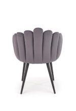 Jedilni stol K410 je dobavljiv v sivi barvi. Noge stola so iz kovine prašno barvane. Dimenzija: - Š:65/G:62/V:85 cm, Material: - tkanina - kovina