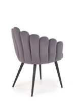 Jedilni stol K410 je dobavljiv v sivi barvi. Noge stola so iz kovine prašno barvane. Dimenzija: - Š:65/G:62/V:85 cm, Material: - tkanina - kovina