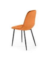 Jedilni stol K417 je dobavljiv v cimet barvi. Noge stola so iz kovine prašno barvane. Dimenzija: - Š:44/G:56/V:87 cm, Material: - velvet tkanina BLUVEL 4215