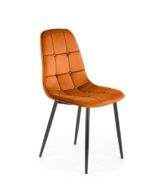 Jedilni stol K417 je dobavljiv v cimet barvi. Noge stola so iz kovine prašno barvane. Dimenzija: - Š:44/G:56/V:87 cm, Material: - velvet tkanina BLUVEL 4215