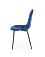 Jedilni stol K417 je dobavljiv v črni barvi. Noge stola so iz kovine prašno barvane. Dimenzija: - Š:44/G:56/V:87 cm, Material: - velvet tkanina HRL 64 -