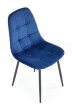 Jedilni stol K417 je dobavljiv v črni barvi. Noge stola so iz kovine prašno barvane. Dimenzija: - Š:44/G:56/V:87 cm, Material: - velvet tkanina HRL 64 -