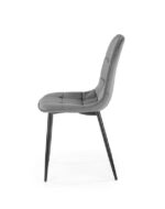 Jedilni stol K417 je dobavljiv v sivi barvi. Noge stola so iz kovine prašno barvane. Dimenzija: - Š:44/G:56/V:87 cm, Material: - velvet tkanina HRL 21 -