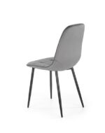 Jedilni stol K417 je dobavljiv v sivi barvi. Noge stola so iz kovine prašno barvane. Dimenzija: - Š:44/G:56/V:87 cm, Material: - velvet tkanina HRL 21 -