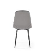 Jedilni stol K417 je dobavljiv v sivi barvi. Noge stola so iz kovine prašno barvane. Dimenzija: - Š:44/G:56/V:87 cm, Material: - velvet tkanina HRL 21 -