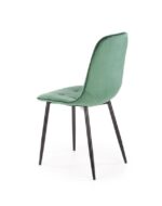 Jedilni stol K417 je dobavljiv v zeleni barvi. Noge stola so iz kovine prašno barvane. Dimenzija: - Š:44/G:56/V:87 cm, Material: - velvet tkanina HLR 57 -