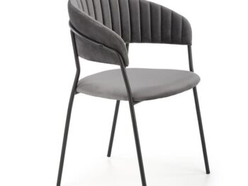Jedilni stol K426 črn je dobavljiv v sivi barvi. Noge stola so iz kovine prašno barvane. Dimenzija: - Š:57/G:54/V:79 cm, Material: - tkanina BLUVEL 14 -