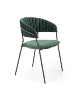 Jedilni stol K426 zelen je dobavljiv v zeleni barvi. Noge stola so iz kovine prašno barvane. Dimenzija: - Š:57/G:54/V:79 cm, Material: - tkanina BLUVEL 78 -