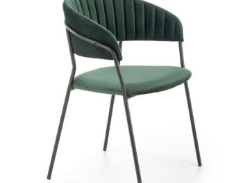 Jedilni stol K426 zelen je dobavljiv v zeleni barvi. Noge stola so iz kovine prašno barvane. Dimenzija: - Š:57/G:54/V:79 cm, Material: - tkanina BLUVEL 78 -