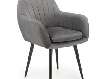 Jedilni stol K429 siv je dobavljiv v sivi barvi. Noge stola so iz kovine prašno barvane. Dimenzija: - Š:61/G:54/V:77 cm, Material: - žametna tkanina HLR 21