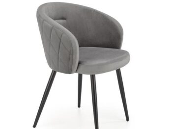 Jedilni stol K430 črn je dobavljiv v sivi barvi. Noge stola so iz kovine prašno barvane. Dimenzija: - Š:61/G:54/V:77 cm, Material: - žametna tkanina HLR 21