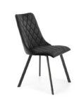 Jedilni stol K45 je dobavljiv v črni barvi. Noge stola so iz kovine prašno barvane. Dimenzija: - Š:44/G:58/V:85 cm Material: - tkanina velvet BLUVEL 19 -