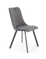 Jedilni stol K450 je dobavljiv v sivi barvi. Noge stola so iz kovine prašno barvane. Dimenzija: - Š:44/G:58/V:85 cm Material: - tkanina velvet BLUVEL 14 -