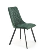 Jedilni stol K45 je dobavljiv v zeleni barvi. Noge stola so iz kovine prašno barvane. Dimenzija: - Š:44/G:58/V:85 cm Material: - tkanina velvet BLUVEL 78 -