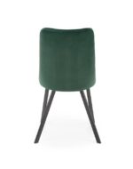Jedilni stol K45 je dobavljiv v zeleni barvi. Noge stola so iz kovine prašno barvane. Dimenzija: - Š:44/G:58/V:85 cm Material: - tkanina velvet BLUVEL 78 -