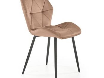 Jedilni stol K453 je dobavljiv v bež barvi. Noge stola so iz kovine prašno barvane. Dimenzija: - Š:48/G:53/V:86 cm Material: - tkanina velvet BLUVEL 28 -