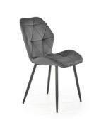 Jedilni stol K453 je dobavljiv v sivi barvi. Noge stola so iz kovine prašno barvane. Dimenzija: - Š:48/G:53/V:86 cm Material: - tkanina velvet BLUVEL 14 -