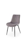 Jedilni stol K589 je dobavljiv v sivi barvi. Noge stola so iz kovine prašno barvane. Dimenzija: - Š:50/G:63/V:87 cm, Material: - tkanina velvet BLUVEL -