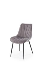 Jedilni stol K589 je dobavljiv v sivi barvi. Noge stola so iz kovine prašno barvane. Dimenzija: - Š:50/G:63/V:87 cm, Material: - tkanina velvet BLUVEL -