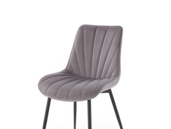 Jedilni stol K589 je dobavljiv v sivi barvi. Noge stola so iz kovine prašno barvane. Dimenzija: - Š:50/G:63/V:87 cm, Material: - tkanina velvet BLUVEL -