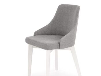 Jedilni stol TOLEDO je dobavljiv v beli barvi in v sivi tkanini( INARI 91). Noge stola so iz masivnega lesa. Dimenzija: - Š:51/G:55/V:82 cm, Material: - blago