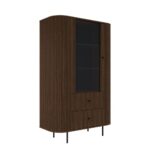 Komplet komoda + vitrina + okroglo ogledalo OVARI 2 oreh - slika 7