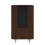 Komplet komoda + vitrina + okroglo ogledalo OVARI 2 oreh - slika 8