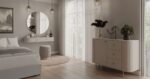 Komplet toaletna mizica z ogledalom + komoda OVARI beige - slika 9