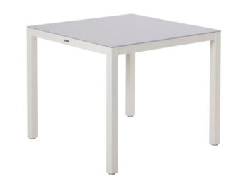KOVINSKA MIZA NATERIAL LYRA BELA 90X90 ALU STEKLO