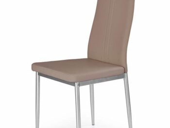 Jedilni stol K202 je dobavljiv v cappuccino umetnem usnju s kovinskimi inox nogami. Dimenzija: - Š:44/G:59/V:97 cm, Material: - kovinsko podnožje - INOX -