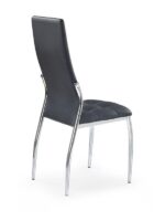Jedilni stol K202 je dobavljiv v črnem umetnem usnju s kovinskimi inox nogami. Dimenzija: - Š:43/G:54/V:101 cm, Material: - kovinsko podnožje - INOX - črno