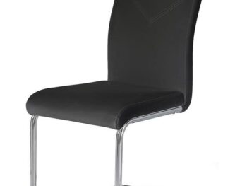 Jedilni stol K224 je dobavljiv v črni umetnem usnju s kovinskimi inox nogami. Dimenzija: - Š:44/G:59/V:100 cm, Material: - kovinsko podnožje - INOX - črno