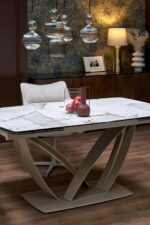 Raztegljiva jedilna miza BENJAMIN beige / cashmere - slika 17