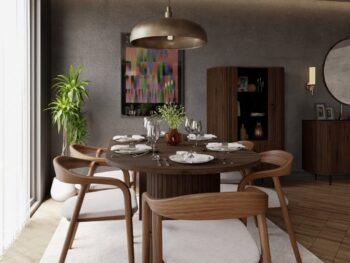 Raztegljive jedilna miza OVARI Fi 100 je elegantna in funkcionalna. Mizo se lahko raztegne iz dimenzija Fi 100 cm v dimenzijo 188 cm. Narejena je iz laminirane