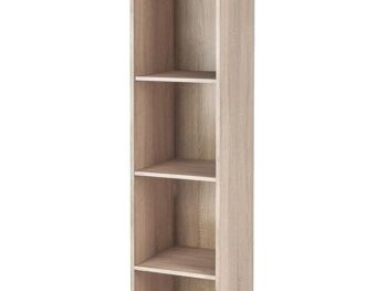 Regal LIMA sonoma je narejen iz kakovostne laminirane plošče v barvi bela visoki sijaj. Ima ABS robove, ki ščitijo pred udarci, vlago in praskami. Odlično