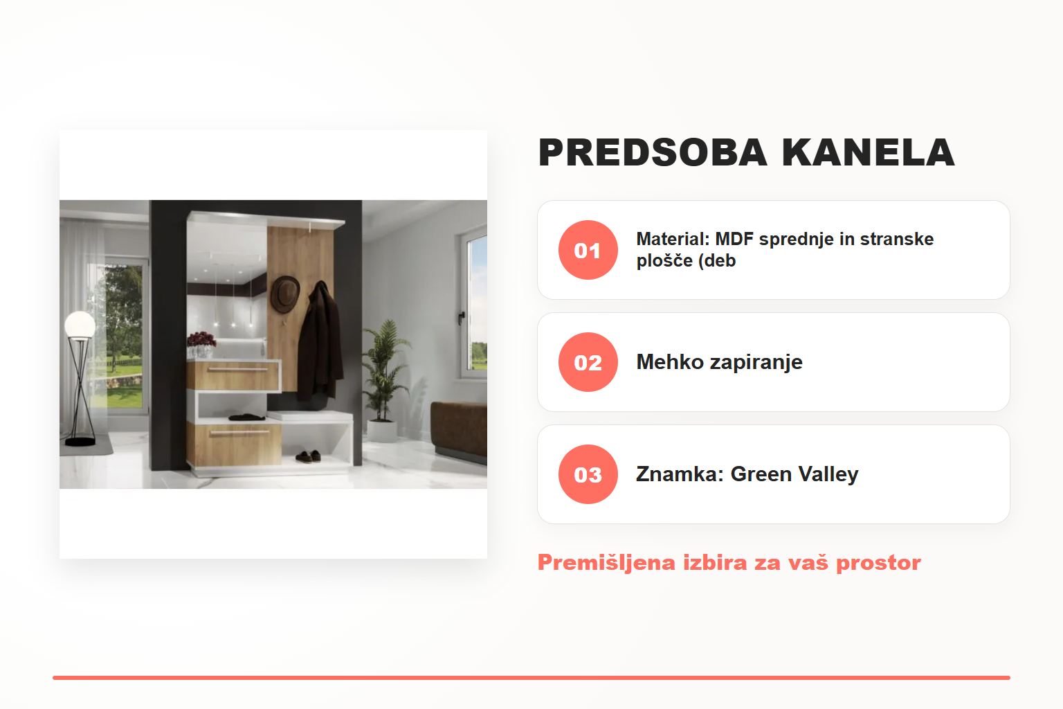 Predsoba KANELA – pregled ključnih lastnosti