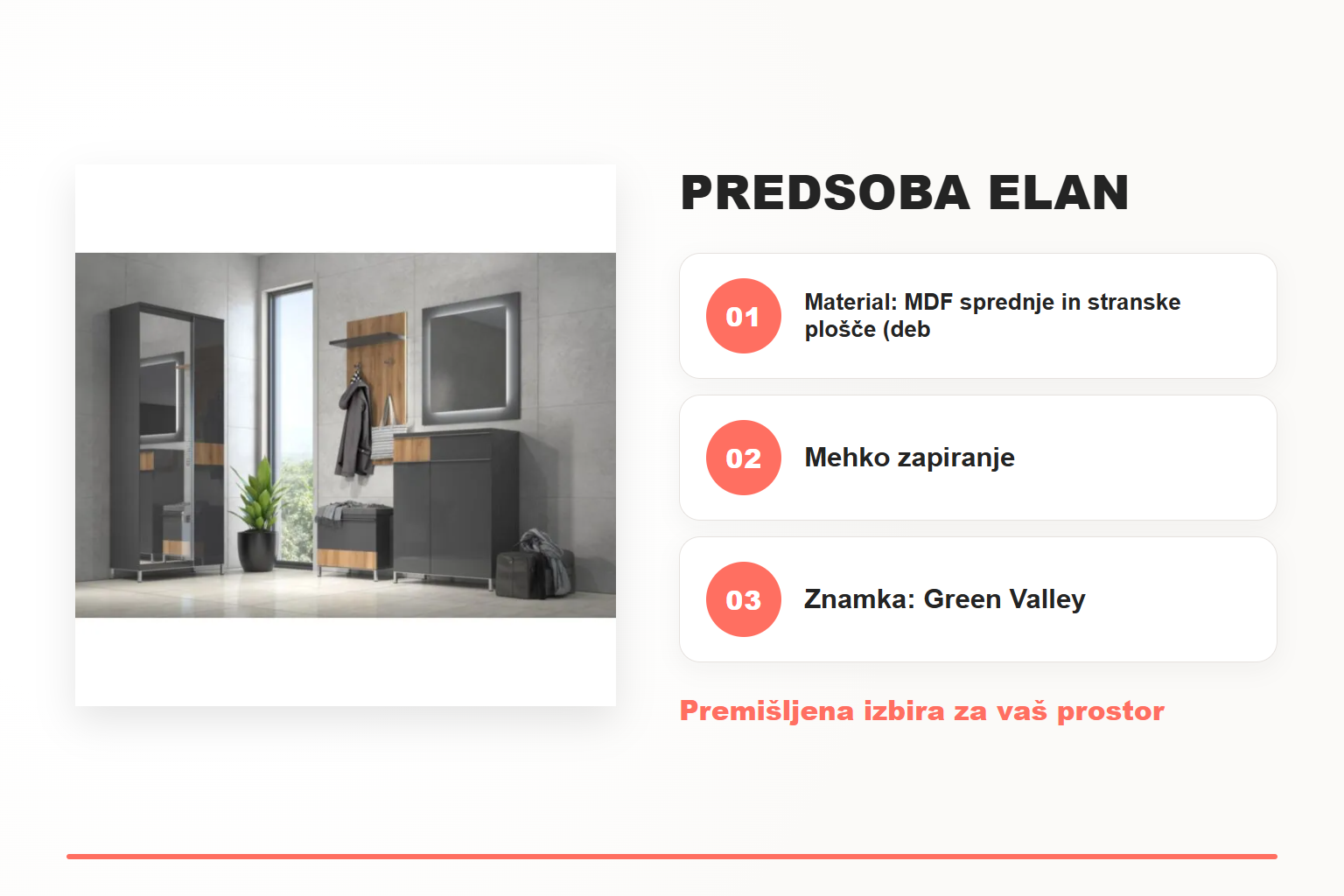Predsoba ELAN – pregled ključnih lastnosti