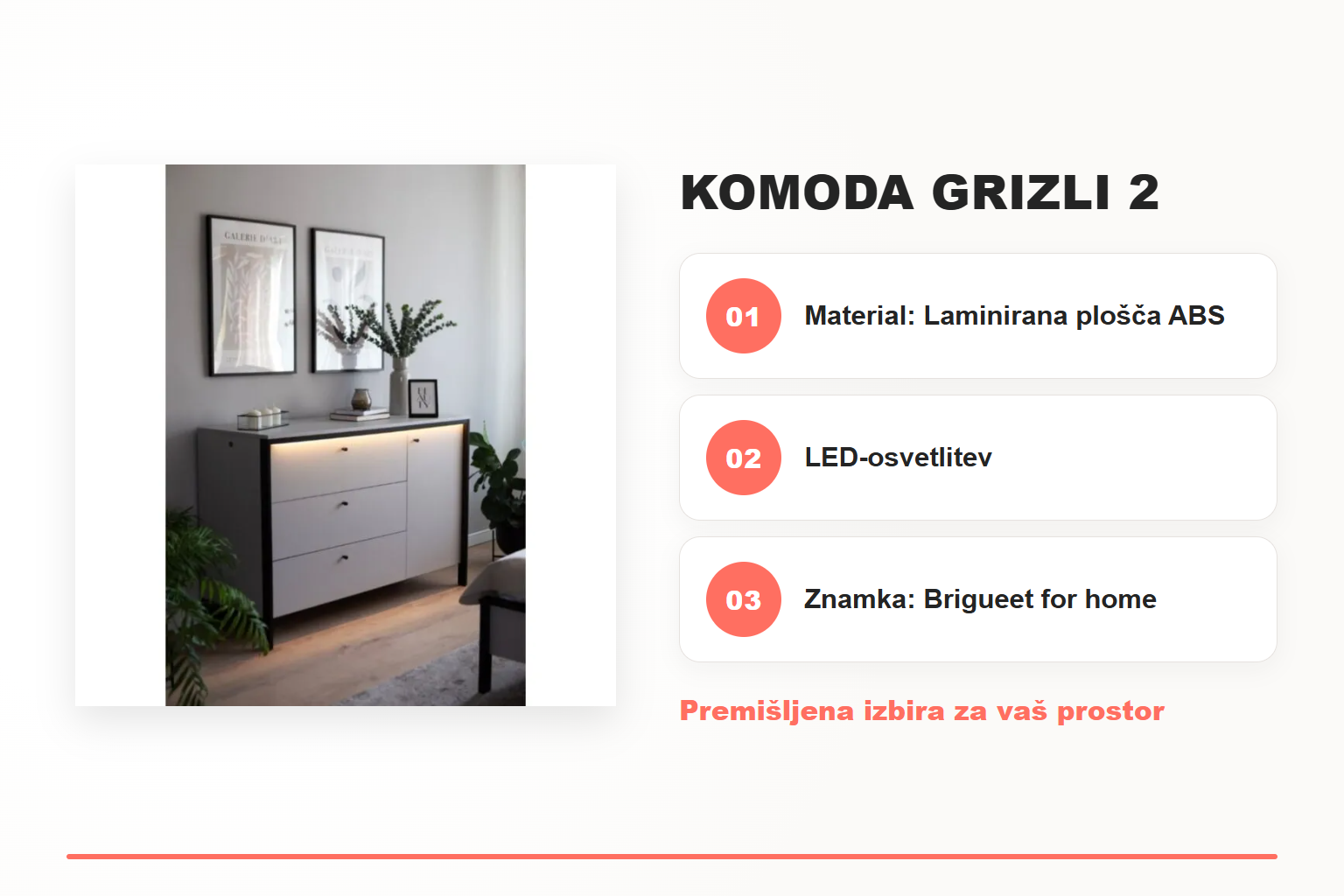 Komoda GRIZLI 2 – pregled ključnih lastnosti