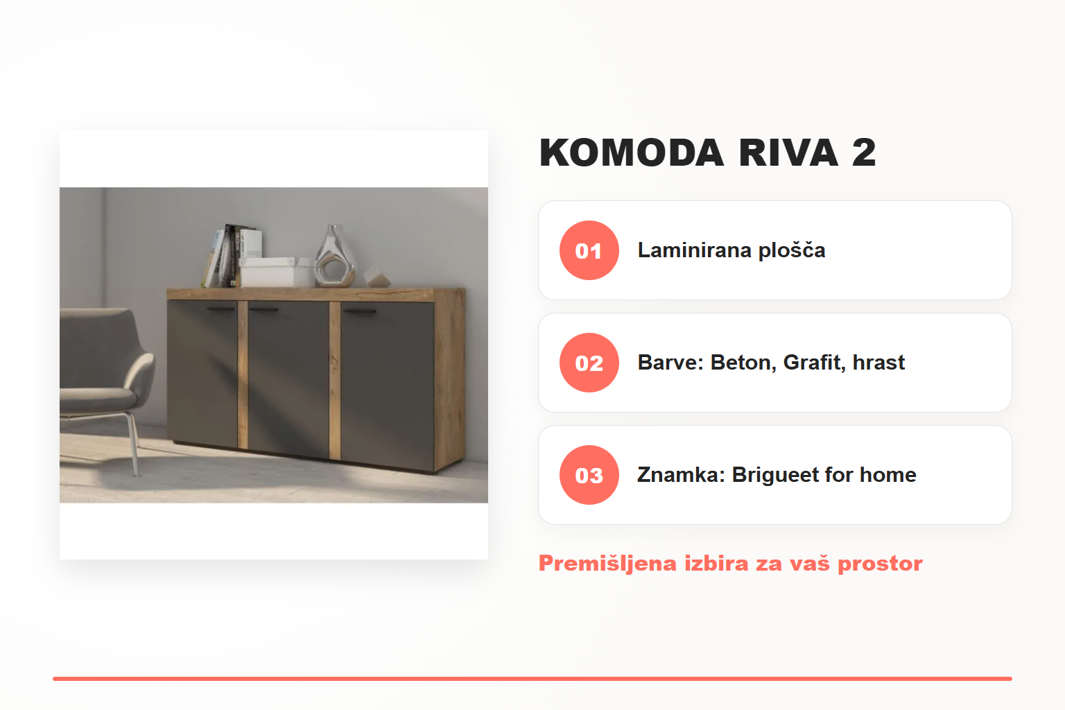 Komoda RIVA 2 – pregled ključnih lastnosti