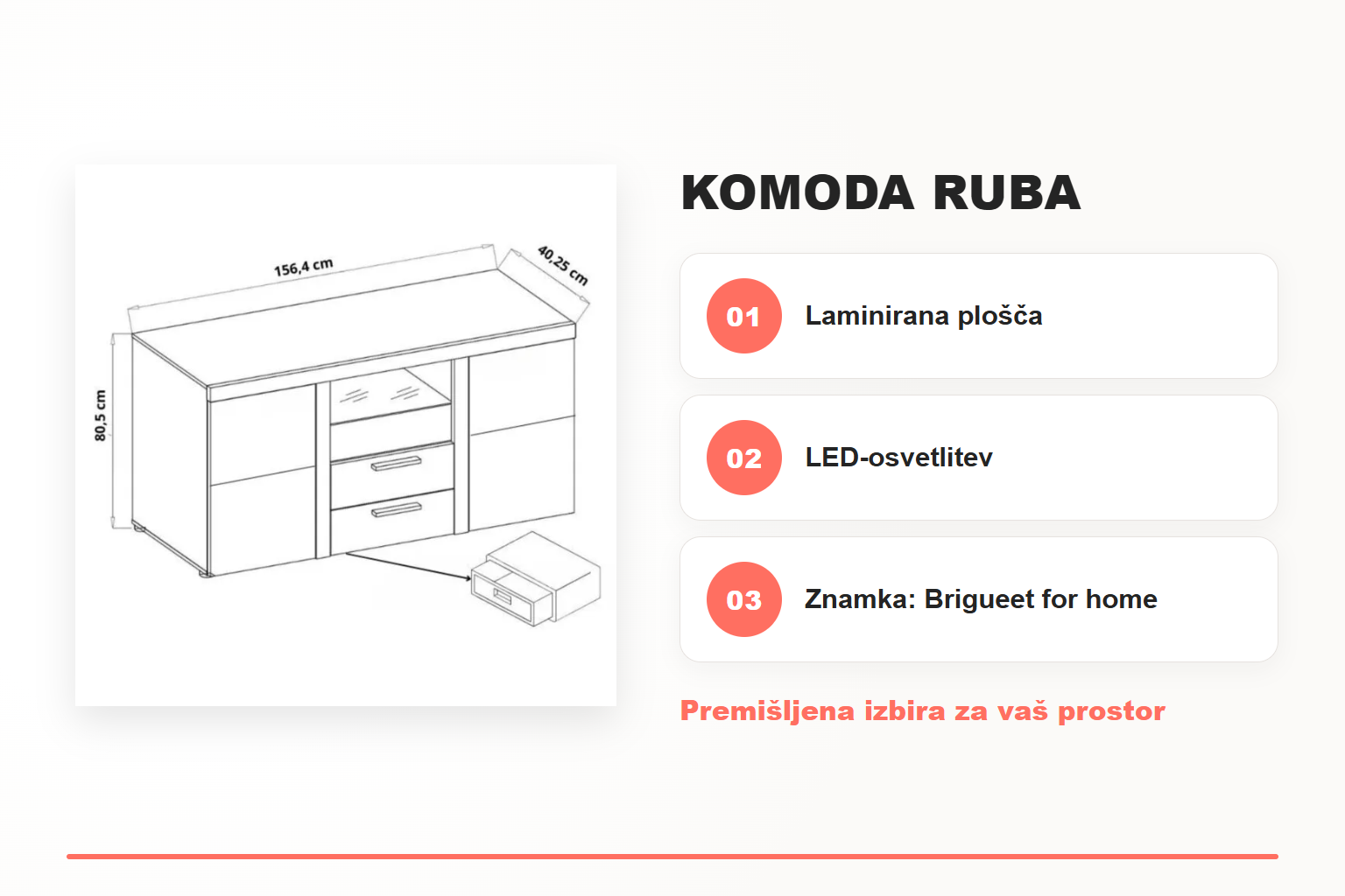 Komoda RUBA – pregled ključnih lastnosti