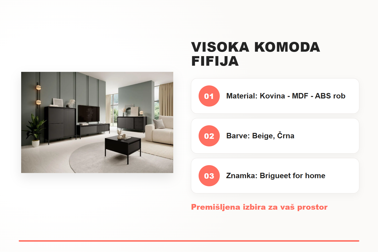 Visoka komoda FIFIJA – pregled ključnih lastnosti